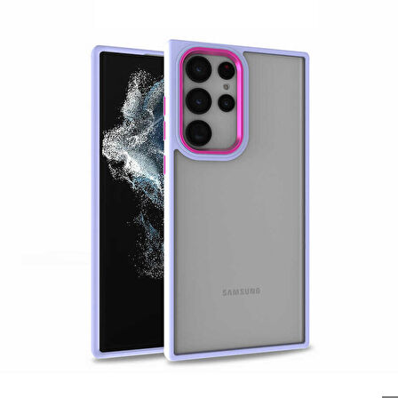 Galaxy S22 Ultra Uyumlu Zore Flora Kapak-Lila