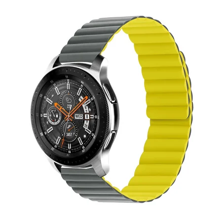 Galaxy Watch 42mm Uyumlu KRD-52 Zore Kordon-Gri-Sarı