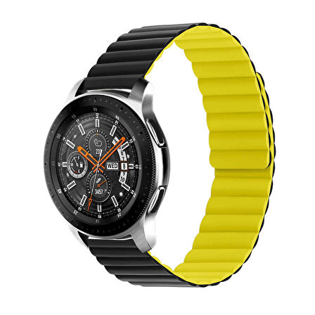 Galaxy Watch 46mm Uyumlu KRD-52 Zore Kordon-Siyah-Sarı