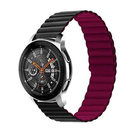 Gear S3 Uyumlu KRD-52 Zore Kordon-Siyah-Kırmızı
