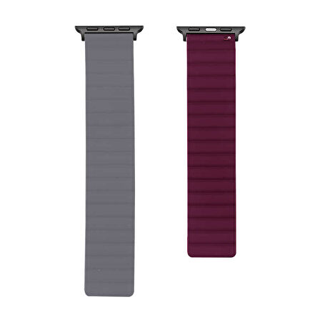 ​​​Watch 7 41mm Uyumlu KRD-52 Zore Kordon-Gri-Kırmızı