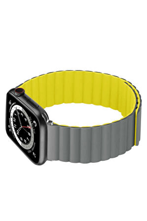 Apple Watch Ultra 49mm Kordon Uyumlu Krd-52 Strap Kayış - Gri-kırmızı