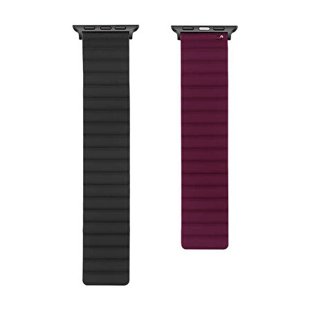 ​​​Watch 7 45mm Uyumlu KRD-52 Zore Kordon-Siyah-Kırmızı