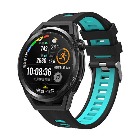 Galaxy Watch Active 2 44mm KRD-55 Uyumlu Zore Kordon-Siyah-Mavi