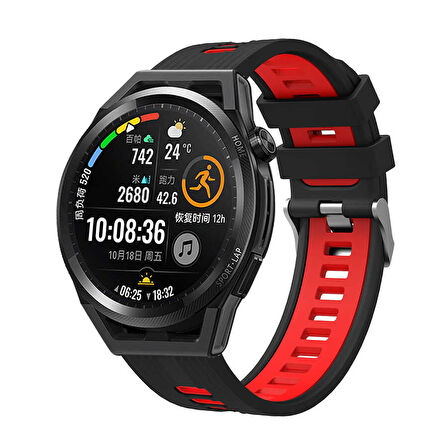 Galaxy Watch Active 2 40mm KRD-55 Uyumlu Zore Kordon-Siyah-Kırmızı