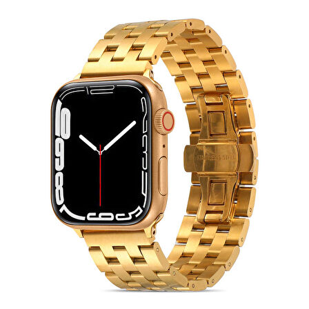 Watch Ultra 49mm Kordon Uyumlu KRD-20 Metal Strap Kayış CLO- Gold