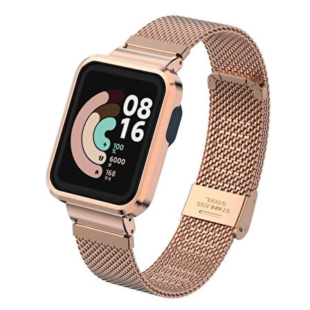 Xiaomi Redmi Watch (Mi Watch Lite) Uyumlu KRD-59 Metal Zore Kordon-Gold