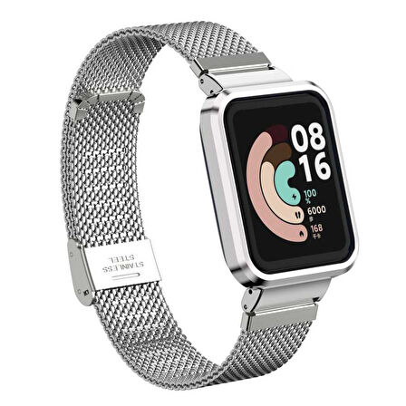 Xiaomi Redmi Watch (Mi Watch Lite) Uyumlu KRD-59 Metal Zore Kordon-Gümüş