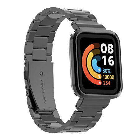 Xiaomi Redmi Watch (Mi Watch Lite) Uyumlu KRD-60 Metal Zore Kordon-Siyah