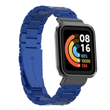 Xiaomi Redmi Watch (Mi Watch Lite) Uyumlu KRD-60 Metal Zore Kordon-Mavi