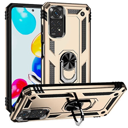 Xiaomi Redmi Note 11 Global Kılıf Vega Tank Sert Yüzüklü Standlı Zırh Koruma Kapak