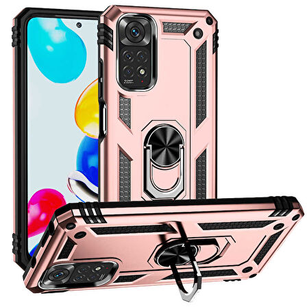 Xiaomi Redmi Note 11 Global Kılıf Vega Tank Sert Yüzüklü Standlı Zırh Koruma Kapak