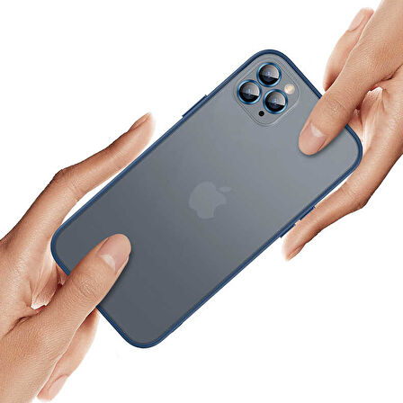 Apple iPhone 12 Kılıf Zore Retro Kapak-Mavi