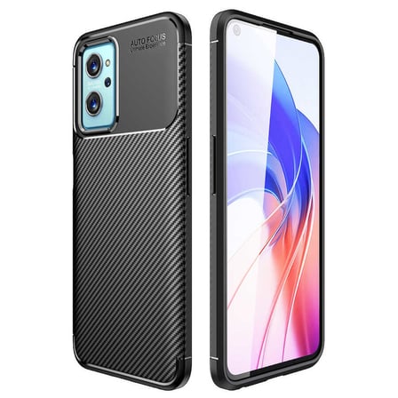 Oppo A76 Kılıf Karbon Görünümlü Silikon Kamera Korumalı Üstün Koruma Alan Tech