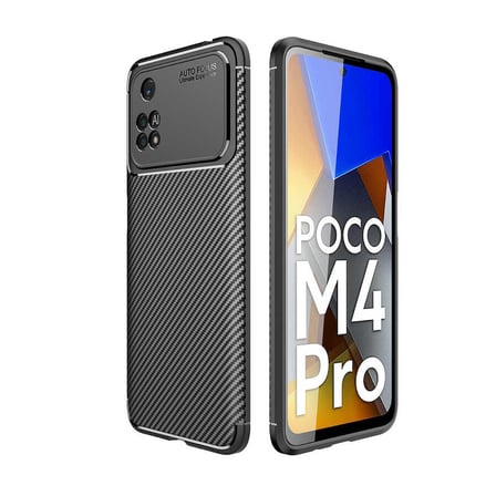 Xiaomi Poco M4 Pro 4G Kılıf Karbon Görünümlü Silikon Kamera Korumalı Üstün Koruma Novatech