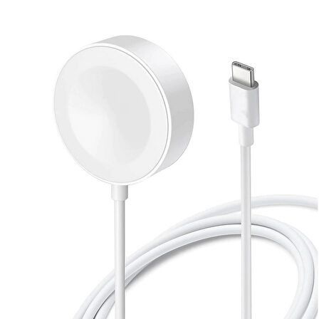 Beyaz Akıllı Saat Wireless Type-C Şarj Kablosu 1m-Zore
