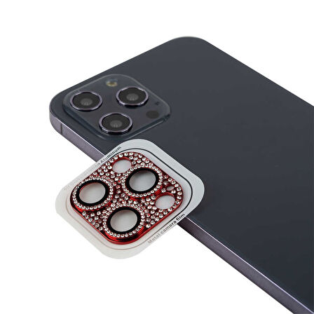 iPhone 12 Pro Max Uyumlu Zore CL-08 Kamera Koruyucu-Kırmızı