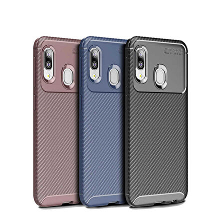 Galaxy A20E Uyumlu Zore Negro Silikon Kapak-Kahverengi