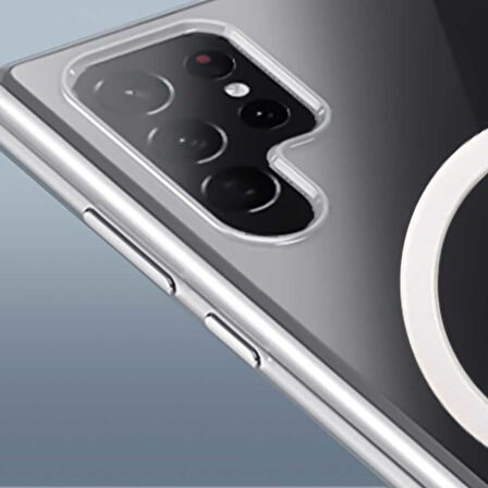 Galaxy S22 Ultra Uyumlu Zore Tacsafe Wireless Kılıf-Renksiz