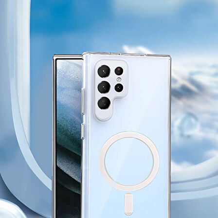 Galaxy S22 Ultra Uyumlu Zore Tacsafe Wireless Kılıf-Renksiz