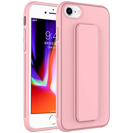 Apple iPhone 8 Kılıf Zore Qstand Kapak-Pembe