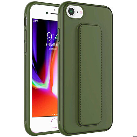 iPhone 8 Uyumlu Zore Qstand Kapak-Koyu Yeşil