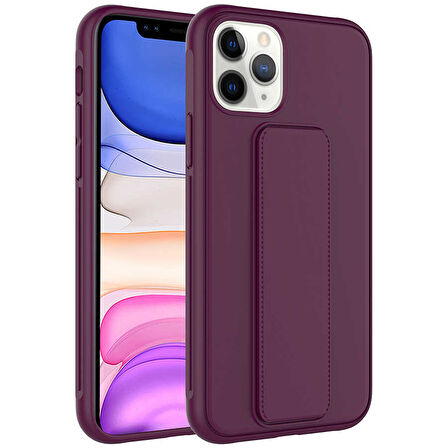 iPhone 11 Pro Max Uyumlu Zore Qstand Kılıf-Mürdüm