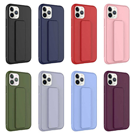iPhone 11 Pro Max Uyumlu Zore Qstand Kılıf-Mürdüm