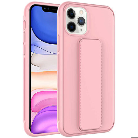 iPhone 11 Pro Uyumlu Zore Qstand Kapak-Pembe