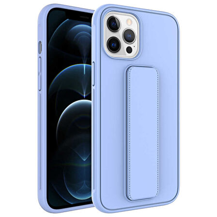 Apple iPhone 12 Pro Kılıf Zore Qstand Kapak-Lila