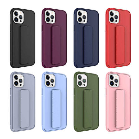 Apple iPhone 12 Pro Max Kılıf Zore Qstand Kapak-Siyah