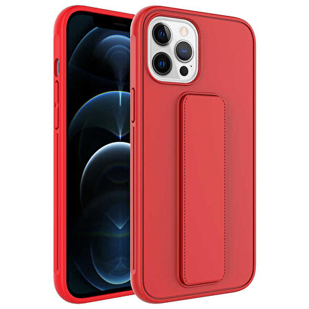 iPhone 12 Pro Max Uyumlu Zore Qstand Kapak-Kırmızı