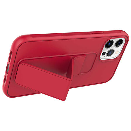 Apple iPhone 12 Pro Max Kılıf Zore Qstand Kapak-Pembe