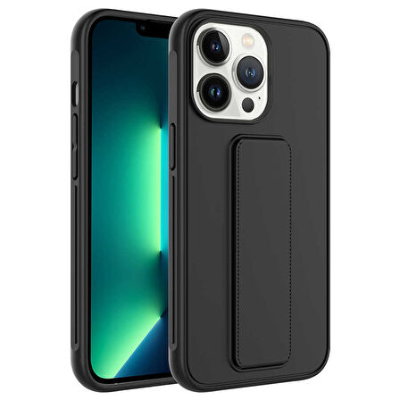 iPhone 13 Pro Uyumlu Zore Qstand Kılıf-Siyah