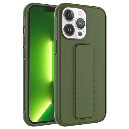 iPhone 13 Pro Uyumlu Zore Qstand Kılıf-Koyu Yeşil