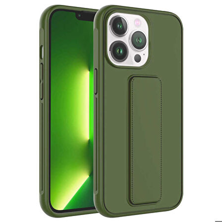 iPhone 13 Pro Max Uyumlu Ensueno Qstand Kapak-Koyu Yeşil