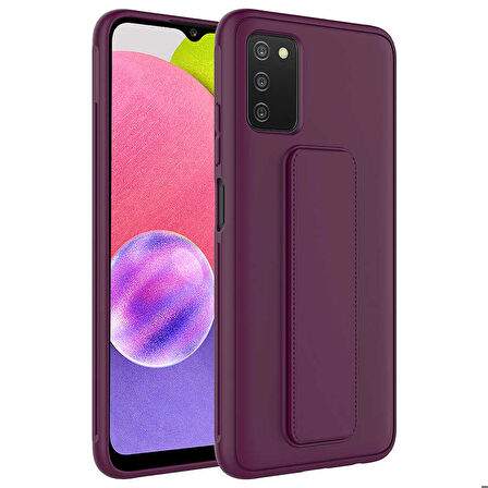 Galaxy A03S Uyumlu Zore Qstand Kapak-Mürdüm