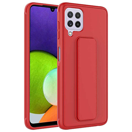 Galaxy A22 4G Uyumlu Zore Qstand Kapak-Kırmızı