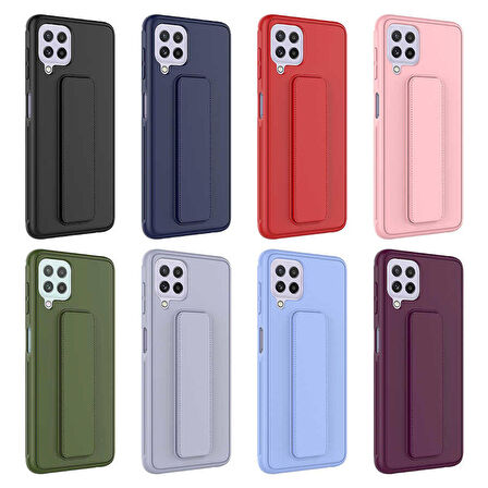 Galaxy M22 Uyumlu Zore Qstand Kapak-Lila