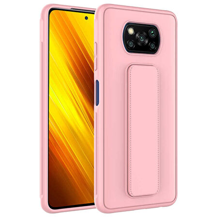 Xiaomi Poco X3 Kılıf Zore Qstand Kapak-Pembe