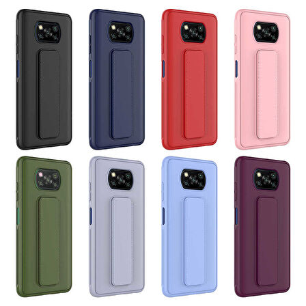 Xiaomi Poco X3 Kılıf Zore Qstand Kapak-Pembe