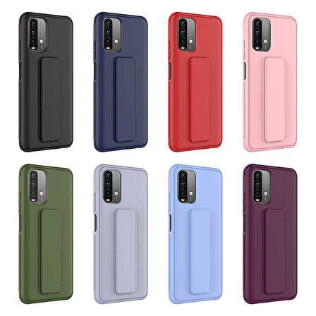Xiaomi Redmi Note 10S Kılıf Zore Qstand Kapak-Siyah