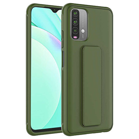 Xiaomi Redmi Note 10S Kılıf Zore Qstand Kapak-Koyu Yeşil