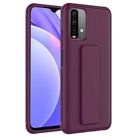 Xiaomi Redmi Note 10S Kılıf Zore Qstand Kapak-Mürdüm
