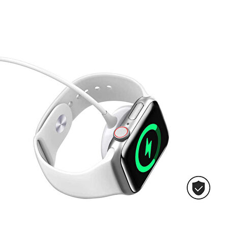 Beyaz Akıllı Saat Wireless To Lightning Type-C Şarj Kablosu 1.2m-Zore