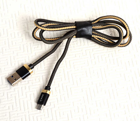 Siyah-Gold Poro Micro Usb Kablo 1M-Zore