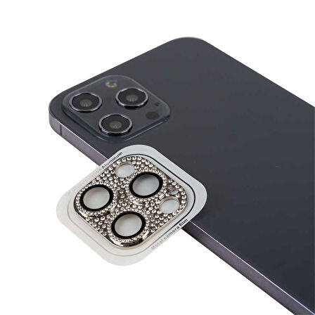 iPhone 12 Pro Uyumlu Zore CL-08 Kamera Koruyucu-Gümüş