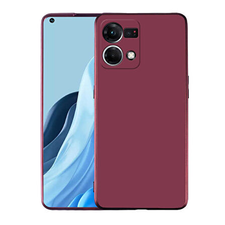 Oppo Reno 7 4G Kılıf Zore Premier Silikon Kapak-Mürdüm