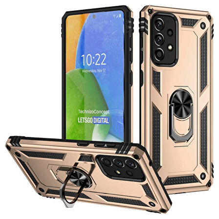 Samsung Galaxy A73 Kılıf Vega Tank Sert Yüzüklü Standlı Zırh Koruma Kapak