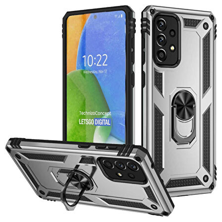 Samsung Galaxy A73 Kılıf Vega Tank Sert Yüzüklü Standlı Zırh Koruma Kapak